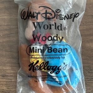 DISNEY Toy Story WOODY Mini Bean Bag Plush Kellogg’s Cereal Promo Toy 2001